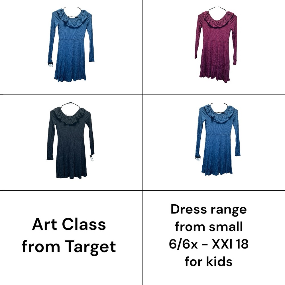 Art Class Ribbed Knit Long Sleeve Midi Dress Blue, black, maroon various sz NWT